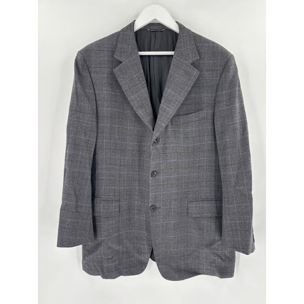 Canali Suit Jacket Mens 54 Gray 100% Wool Check Plaid Three Button Sport Coat